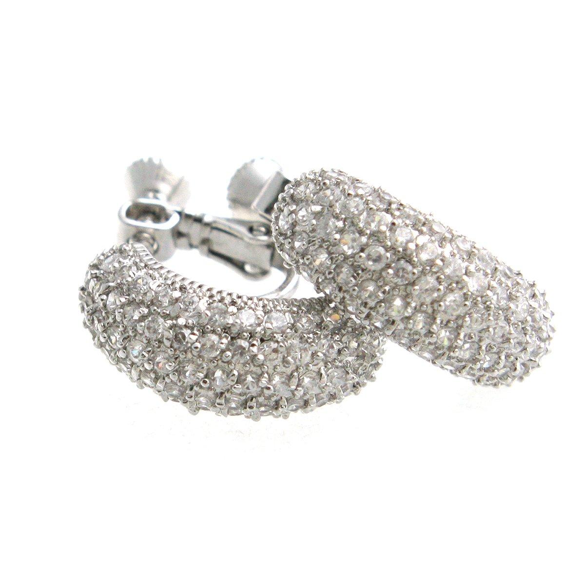 

Объемные серьги-паве с кубическим цирконием, серебро [Kobe Vantaine] (M) E2-39