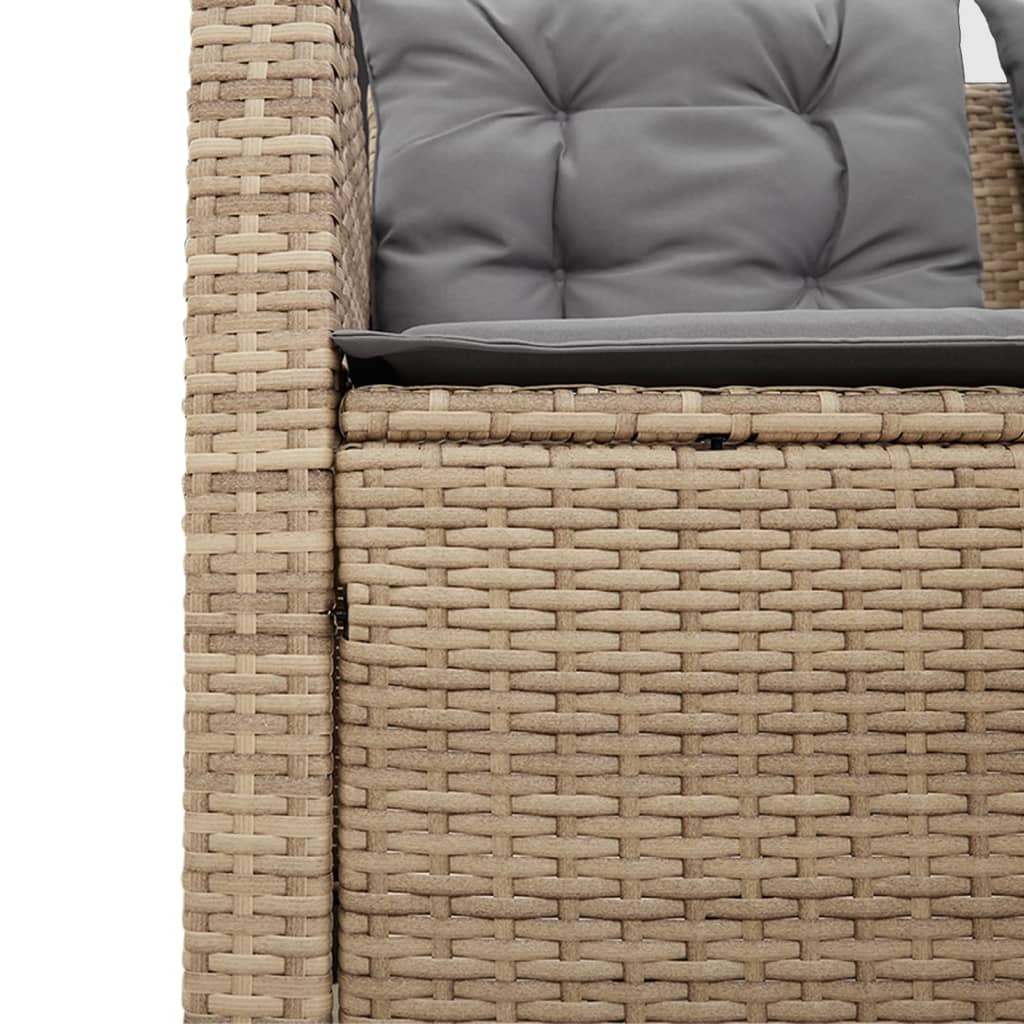 L shaped garden sofa set with table and cushions beige poly rattan