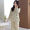 Pajamas women's spring and autumn pure cotton long-sleeved autumn cotton thin middle-aged mother loose large size autumn loungewear