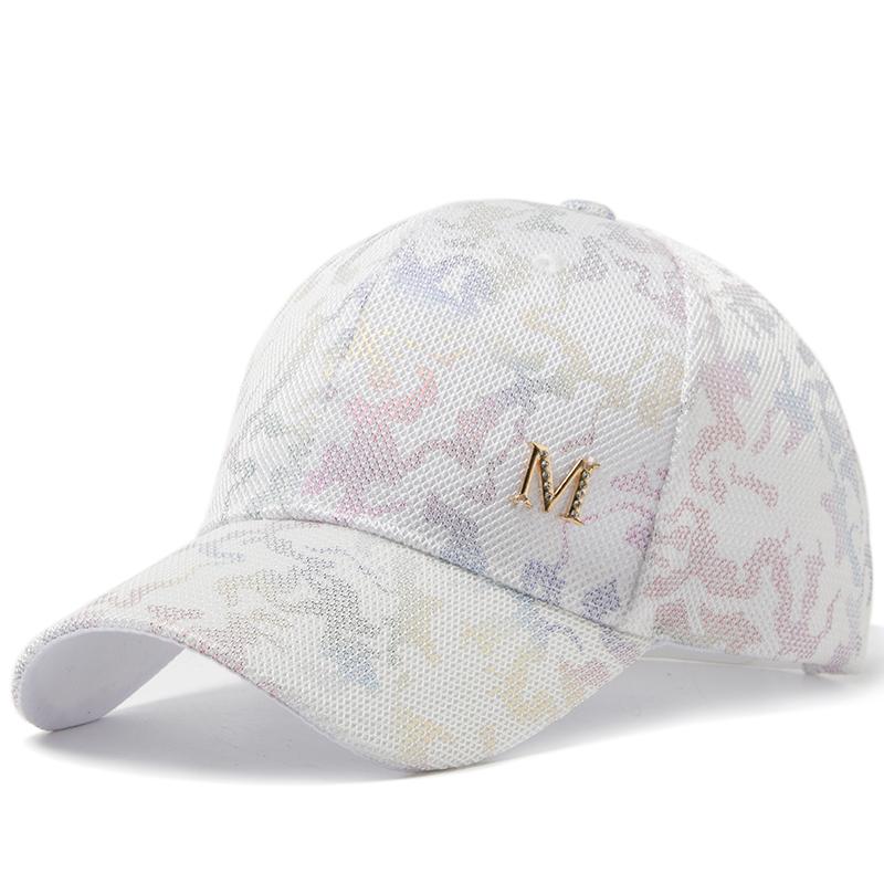 

Новая женская бейсболка, летняя повседневная сетчатая кепка, модная металлическая декоративная бейсболка с принтом, солнцезащитный козырек для улицы, регулируемая шляпа Adjustable белый