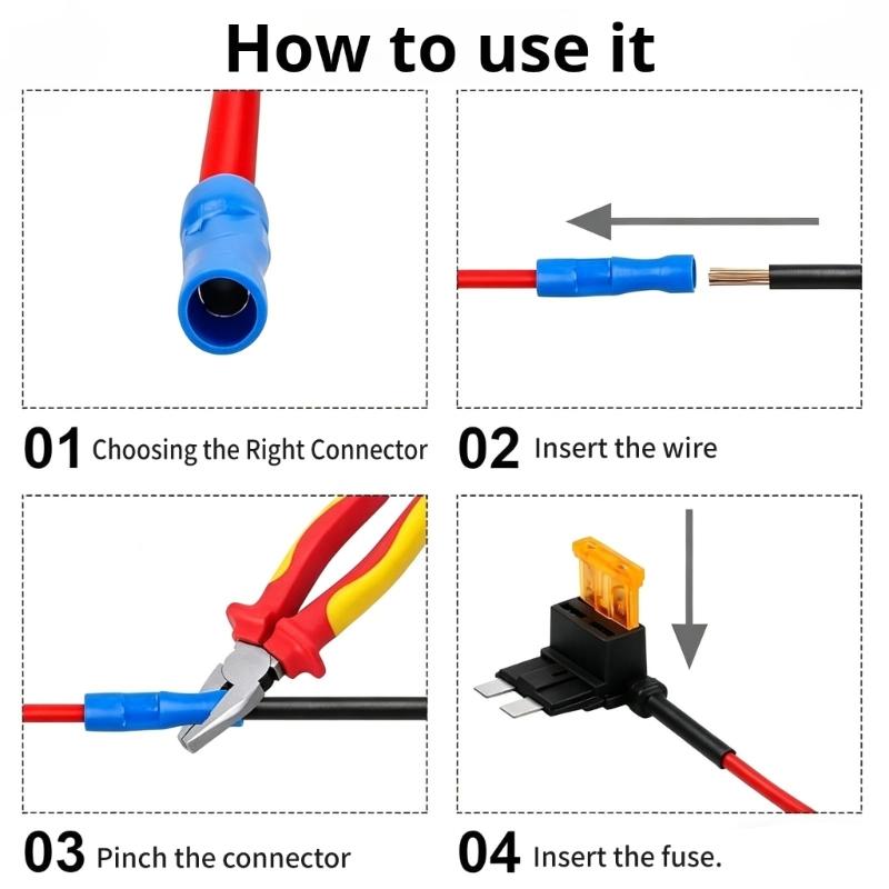 Compact Fuses Tap Connector Set For 12V 24V Systems High Quality Materials Ensure Stable Power Supply In Cars Bikes