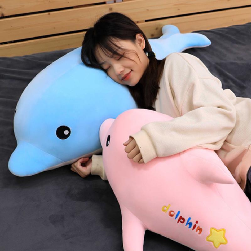 Adorable Dolphin Plush Toy Doll Soft Hug Pillow For Girls Customizable With Logo