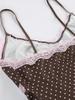 French Retro Polka Dot Lace V-Neck Camisole Dress - High Waist, Figure-Hugging Mini Skirt