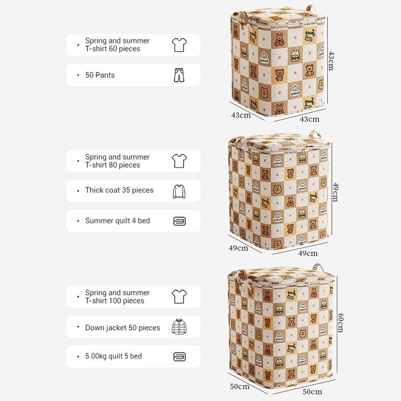 Foldable Quilt Storage Bag Large Capacity Clothing Wardrobe Organizer Dust-proof Organizer Blanket Packing Storage Box withZippe