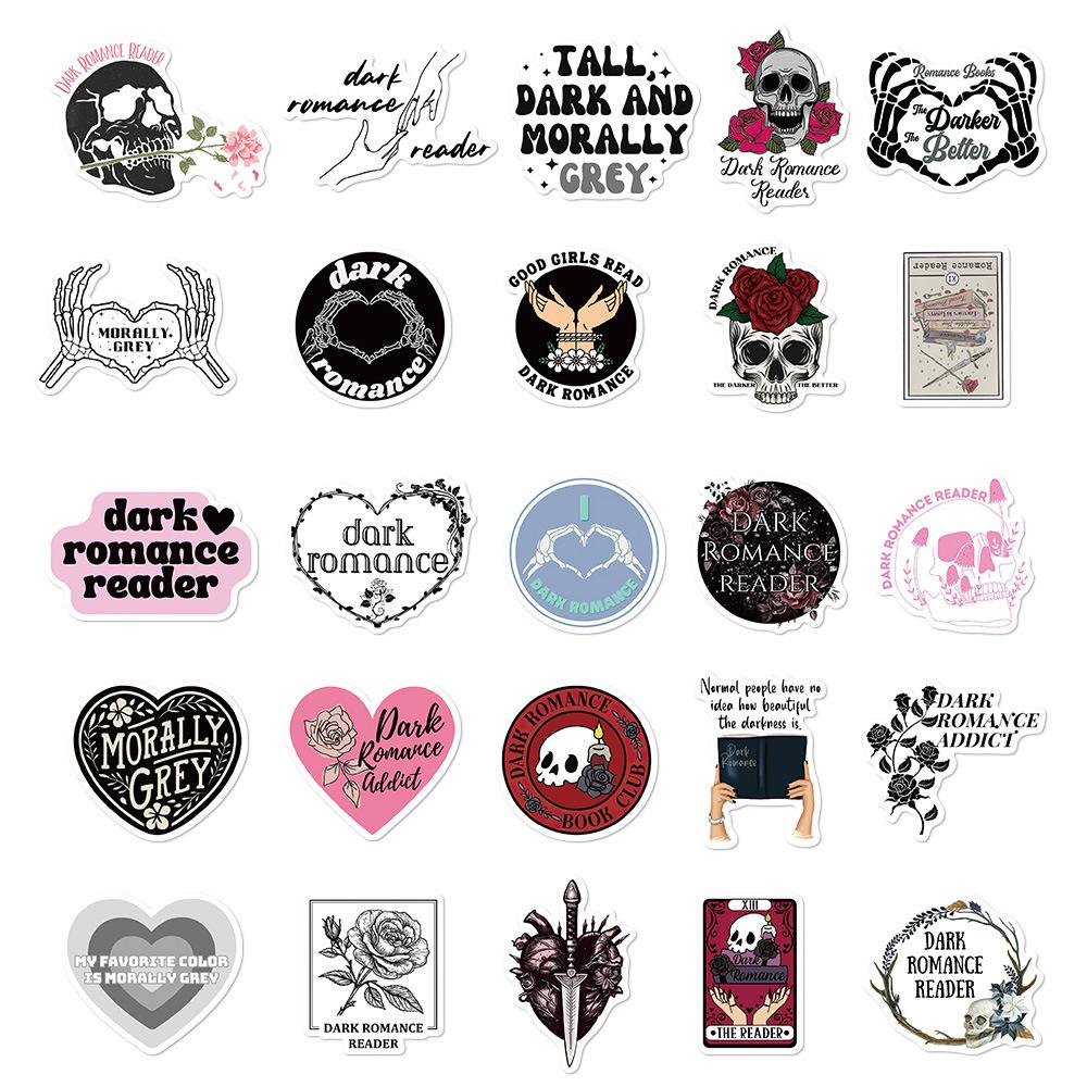 10/30/50pcs Cool Gothic Cartoon Dark Romance Reader Stickers Decals DIY Laptop Skateboard Phone Case Car Waterproof Sticker Toy