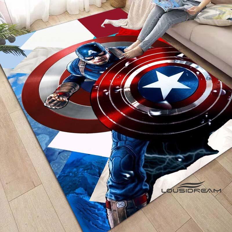 Captain America Cartoon-Themed Rug — Living Room Home Décor, Bedroom, Sofa & Doormat Accent, Children's Rug, Non-Slip Mat
