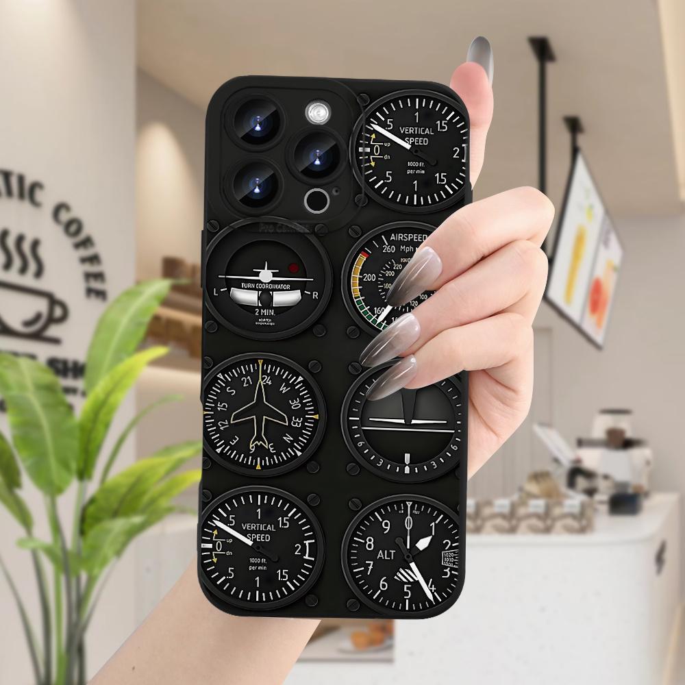 Aircraft Instrument Panel Pattern Phone Case Suitable for iPhone 17 16 15 14 13 12 11 Pro/Max/Plus Anti Drop and Shockproof