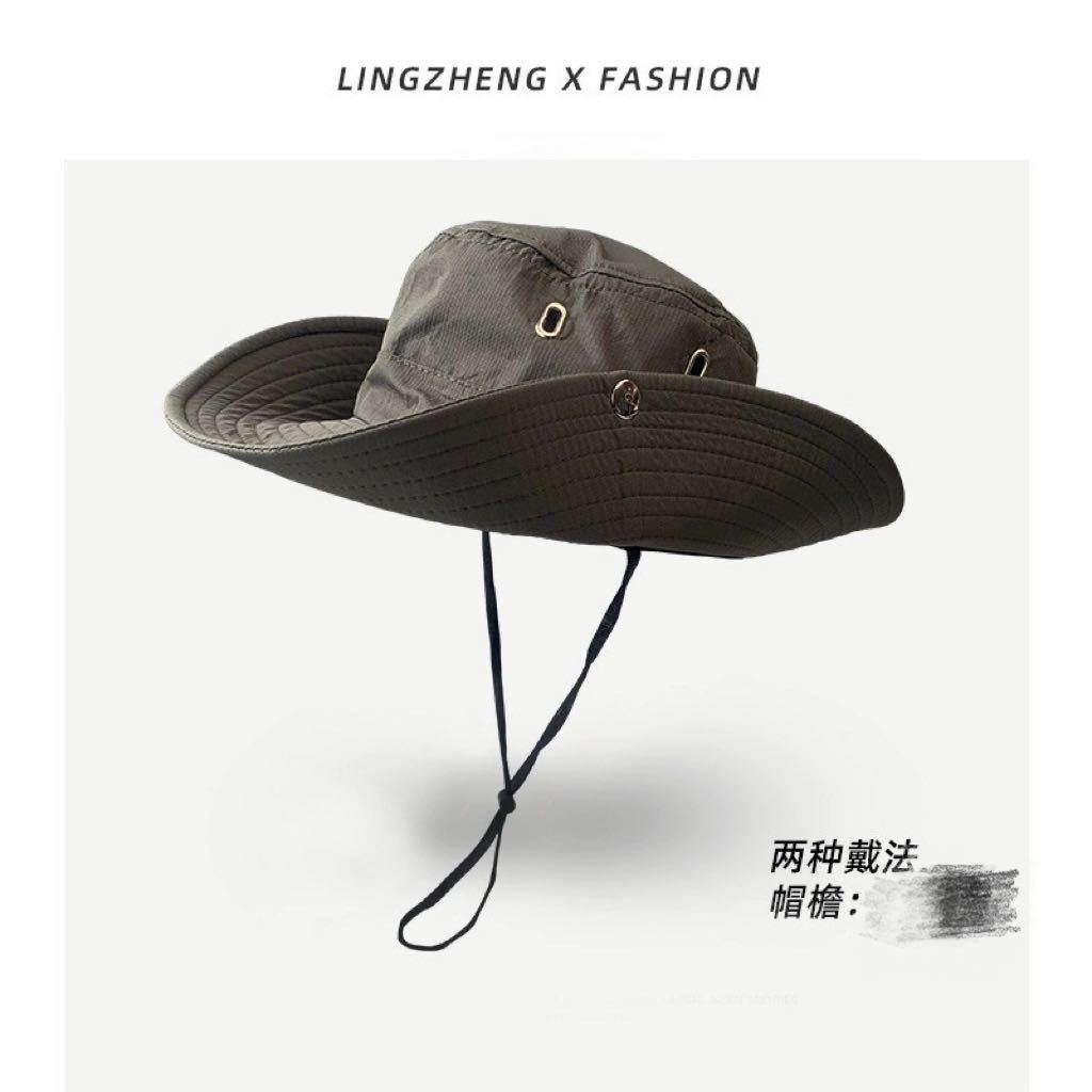 Sunscreen bucket hat men's big head circumference hat men's summer outdoor climbing sun hat climbing hat cowboy hat new