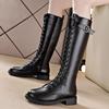 Mais bottes Martin au genou pour femmes 2025 hiver nouvelles bottes simples velours étudiant longues bottes fines à lacets version coréenne bottes pour femmes