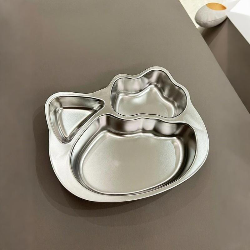 Stal nierdzewna Talerz obiadowy dla dzieci Kreskówkowy kot Pudełko na lunch Dziecko Kreatywny talerz na fast food Przedszkole Talerz na ryż z przegródkami Pudełko na lunch