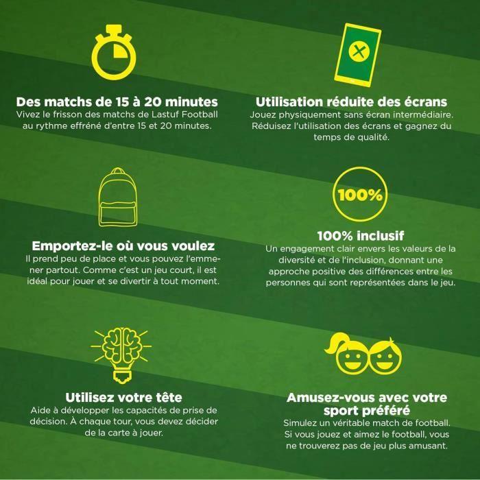 Jeu de cartes - LASTUF - Football - Règles simples - 2 joueurs ou plus - Multicolore