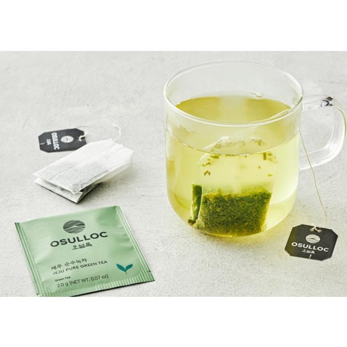 O'Sulloc Jeju Pure Green Tea consists of 20 convenient teabags made from Jeju organic green tea leaves.