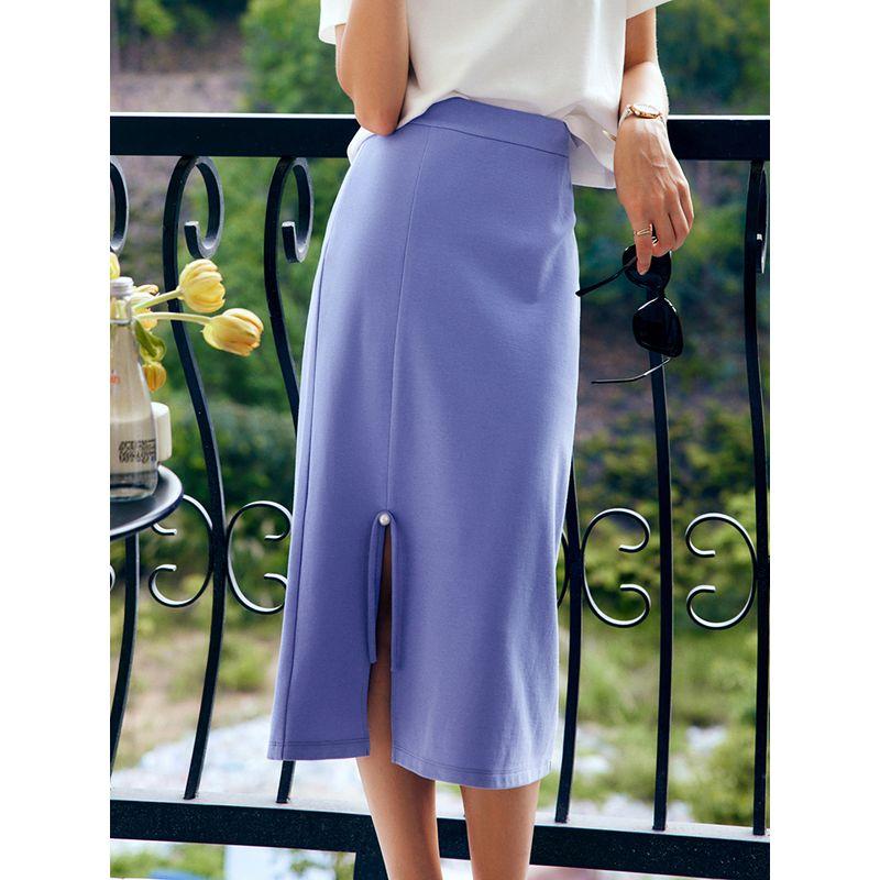 

Olrain French Purple Knitting Skirt Women s Summer Dress Elegant Slim Looking Dopamine Wear Split Straight Skirt Purple-In Stock 155/64A/S