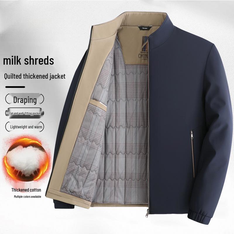 

Мужское зимнее пальто на флисовой подкладке для папы - Теплая куртка для мужчин среднего и пожилого возраста, Идеально для весны и осени 2XL 73-80kg