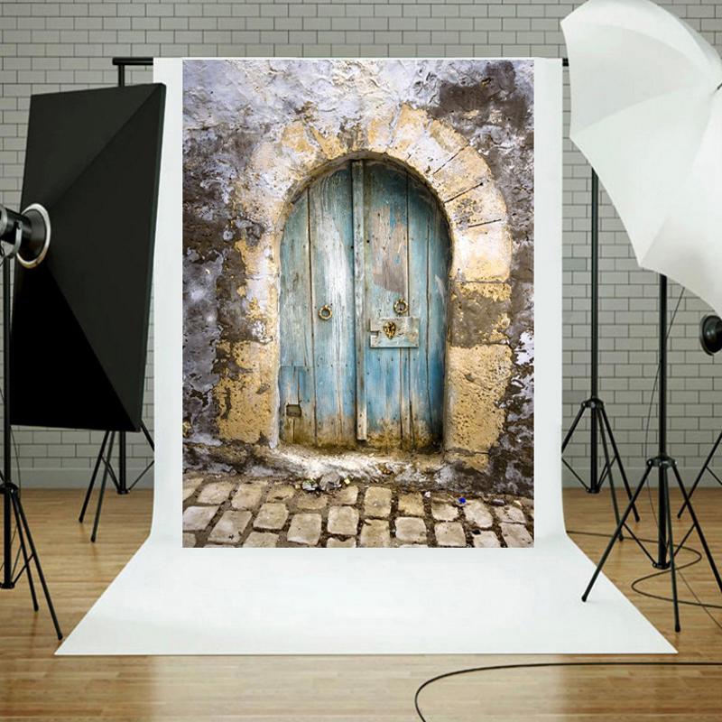 8x6FT/5x7FT Wooden Door Photo Vinyl Background Cloth Studio Background Decoration