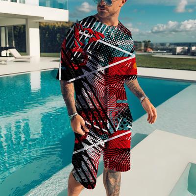 Summer T Shirt Set For Men 3D Print   Men's Short Sleeve+Shorts Oversized T-shirt Male Casual Suit