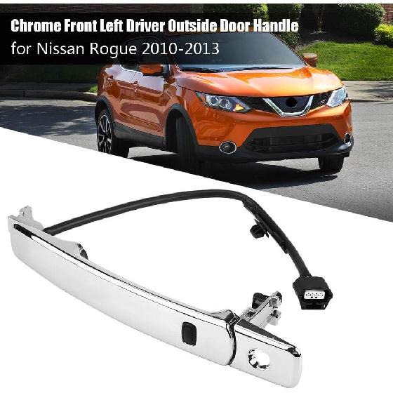 Car Door Handle, 80640-CA012 80645-CA000 Chrome Outside Exterior Door Handle Front Left with Wire and Sensing for Rogue 2010-2013