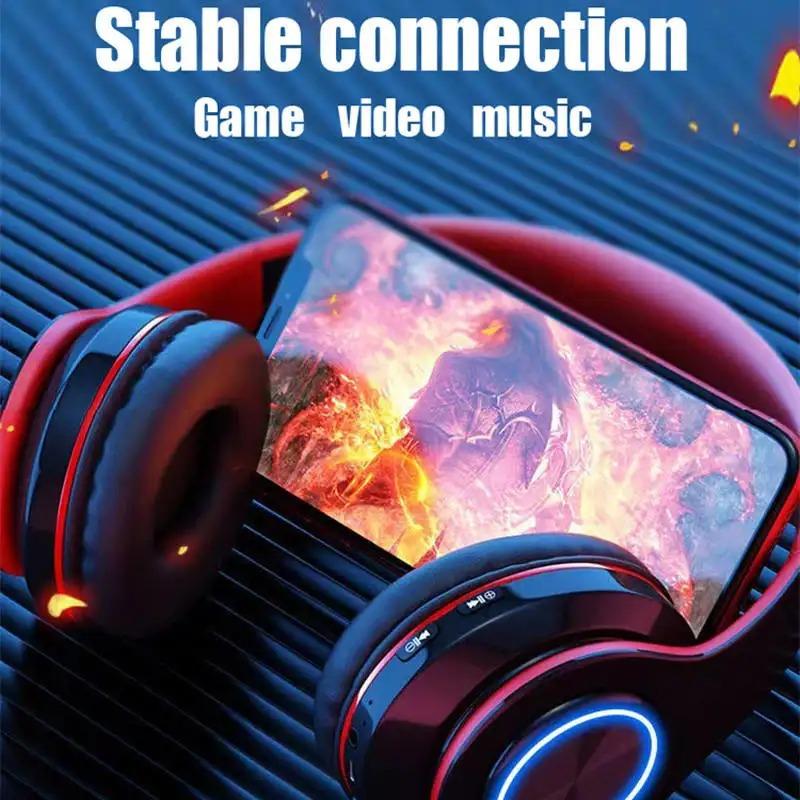 Wireless Bluetooth Headset Foldable Headphones HiFi Stereo Earphone With Mic Support SD Card FM For Xiaomi Iphone Sumsamg Phone