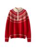 Fair Isle Cashmere Sweater: Autumn/Winter Retro Knit, Thick & Loose Fit