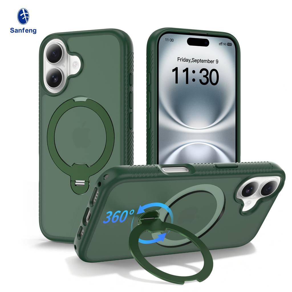 The New Model Is Suitable for Apple 17promax Mobile Phone Case 360 Rotating Magnetic Bracket with Lanyard 17e Mobile Phone Protective Cover