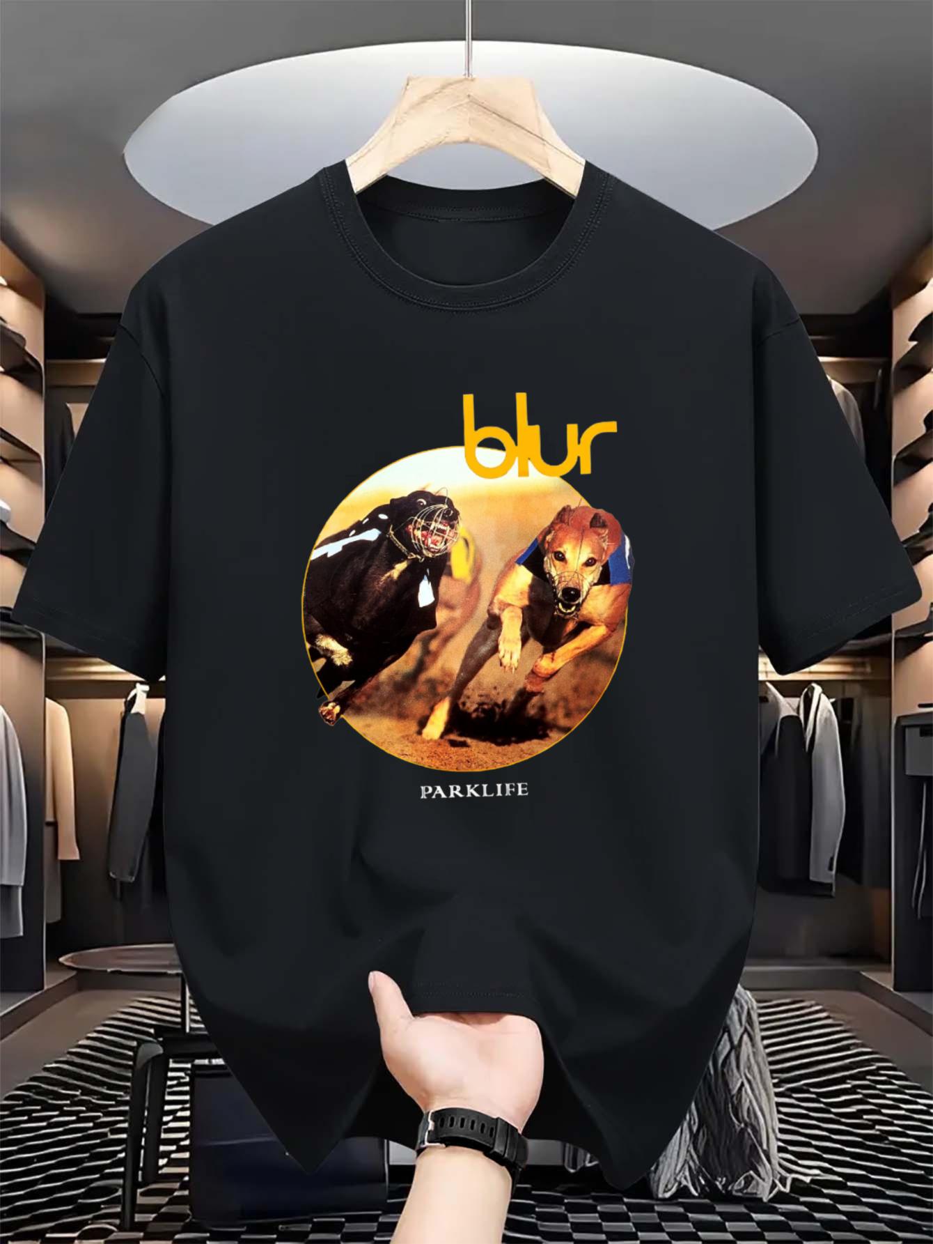 Summer Trendy American Blur Parklife Album Pattern Tshirt Unisex Music Tshirt with Blur Logo and Song Title L