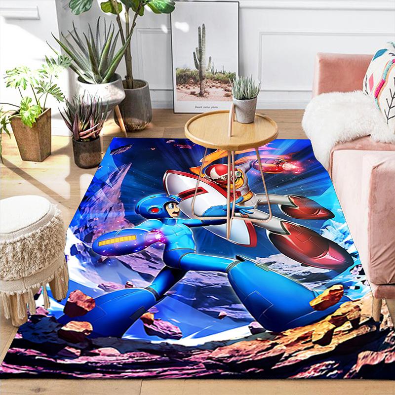 1Pc Megaman Vs Rockman Duel Rug, Office Carpet Indoor Outdoor Doormat, Non-Slip Soft, Living Room, Christmas Halloween Gift M929320