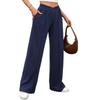 Fall Winter Women's Solid Color Elastic Waist Loose Straight Casual Trousers for Cross-border Trade