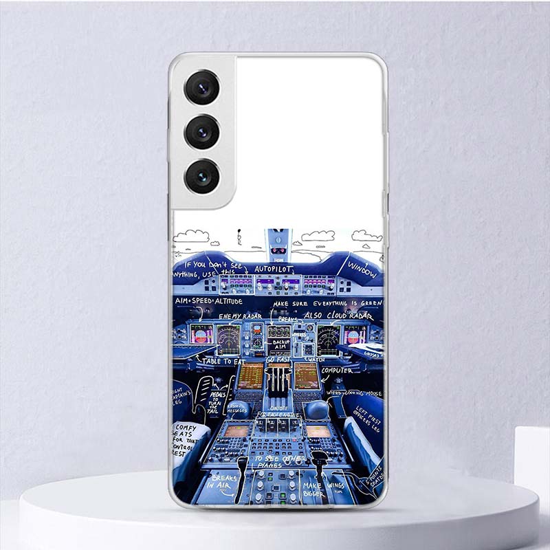 

Aviation Aeroplane Pilot Cockpit Soft Case For Samsung Galaxy S25 S24 S23 S22 Ultra Phone Cover S20 FE S21 Plus S25 Edge + Funda Samsung S21 Ultra