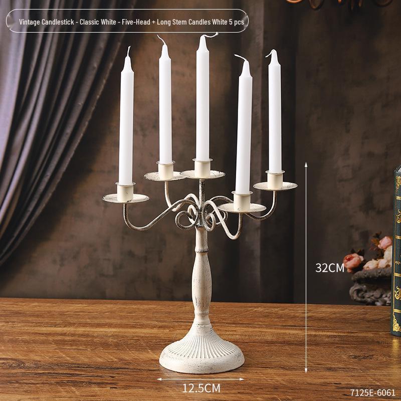 Vintage French Candelabra Ornament – Romantic European Candle Holder for Table Decor and Photo Props