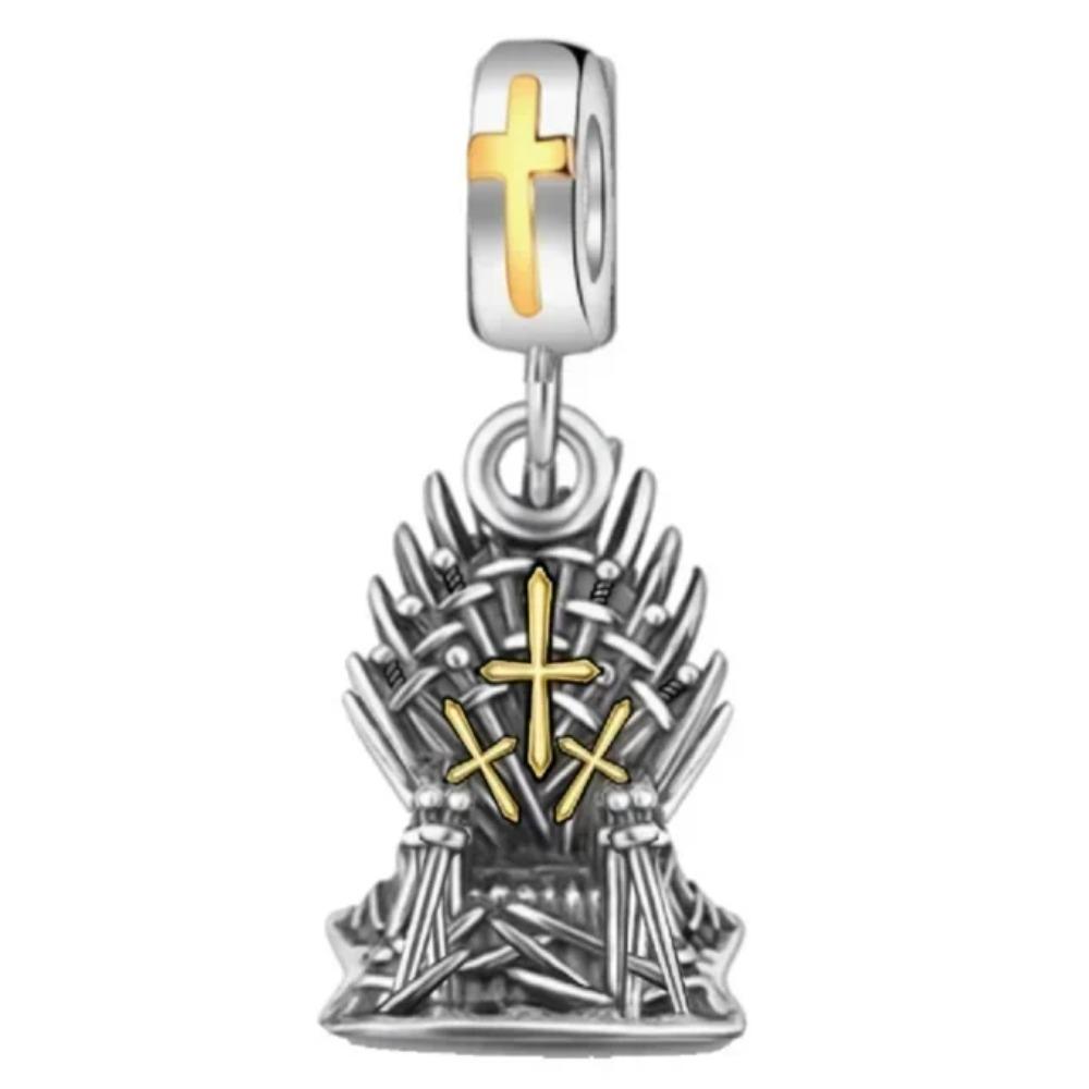 925 Silver Cross Charms Iron Throne Jesus Pendant Christian Necklace Beads Fit Bracelets Fine Jewelry DIY Gift