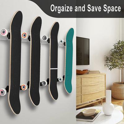 1 Pairs Skateboard Fixed Mount Acrylic Skateboard Storage Bracket Decoration Easy Install Non-slip for Bedroom Store Office