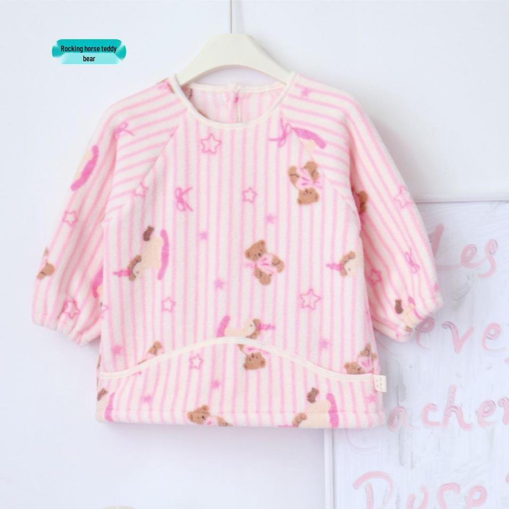 2025 Fall/Winter Unisex Fleece Smock for Kids: Reversible Baby Bib and Eating Wear