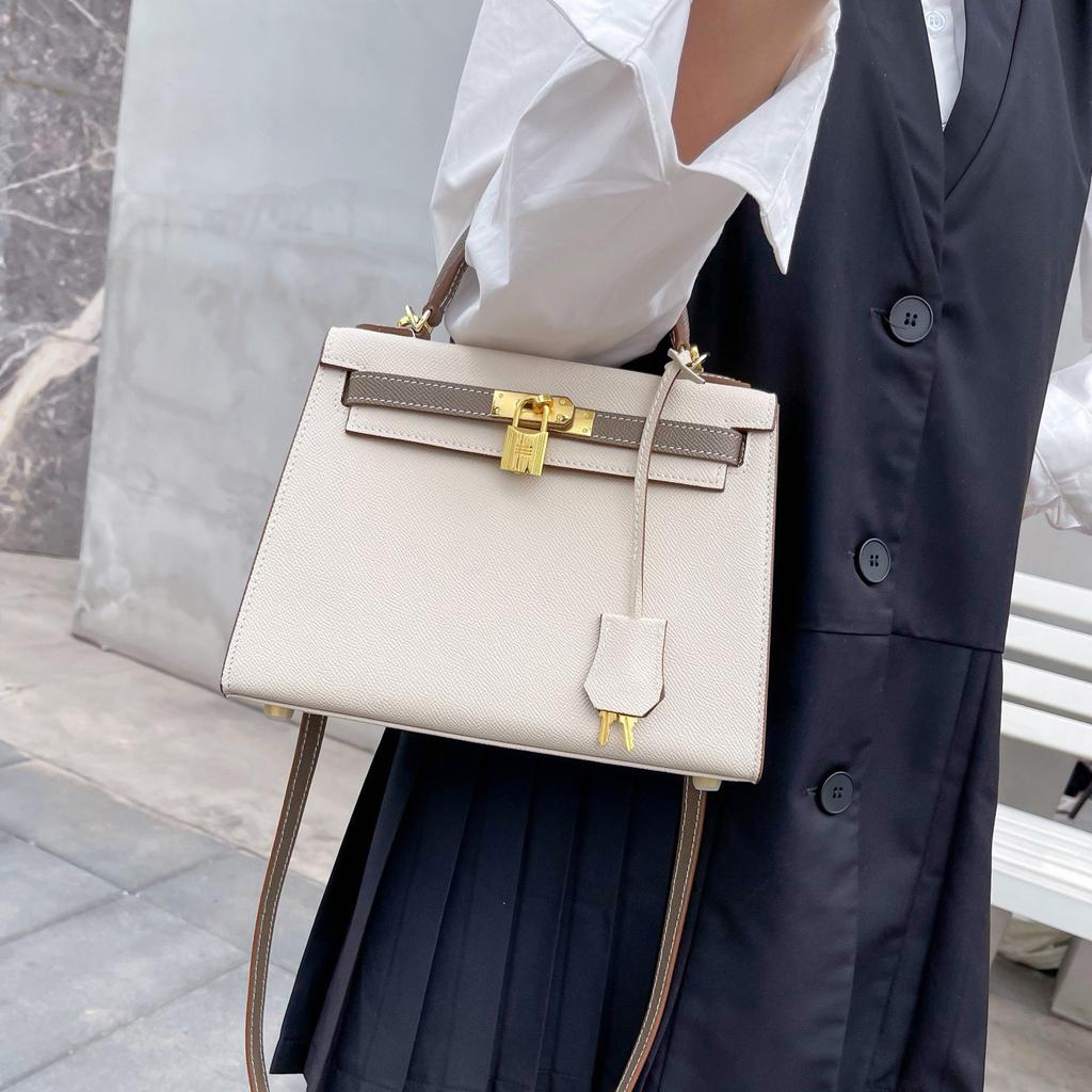 Palmprint genuine leather second-generation single-shoulder women's bag crossbody ins handbag with contrasting color design