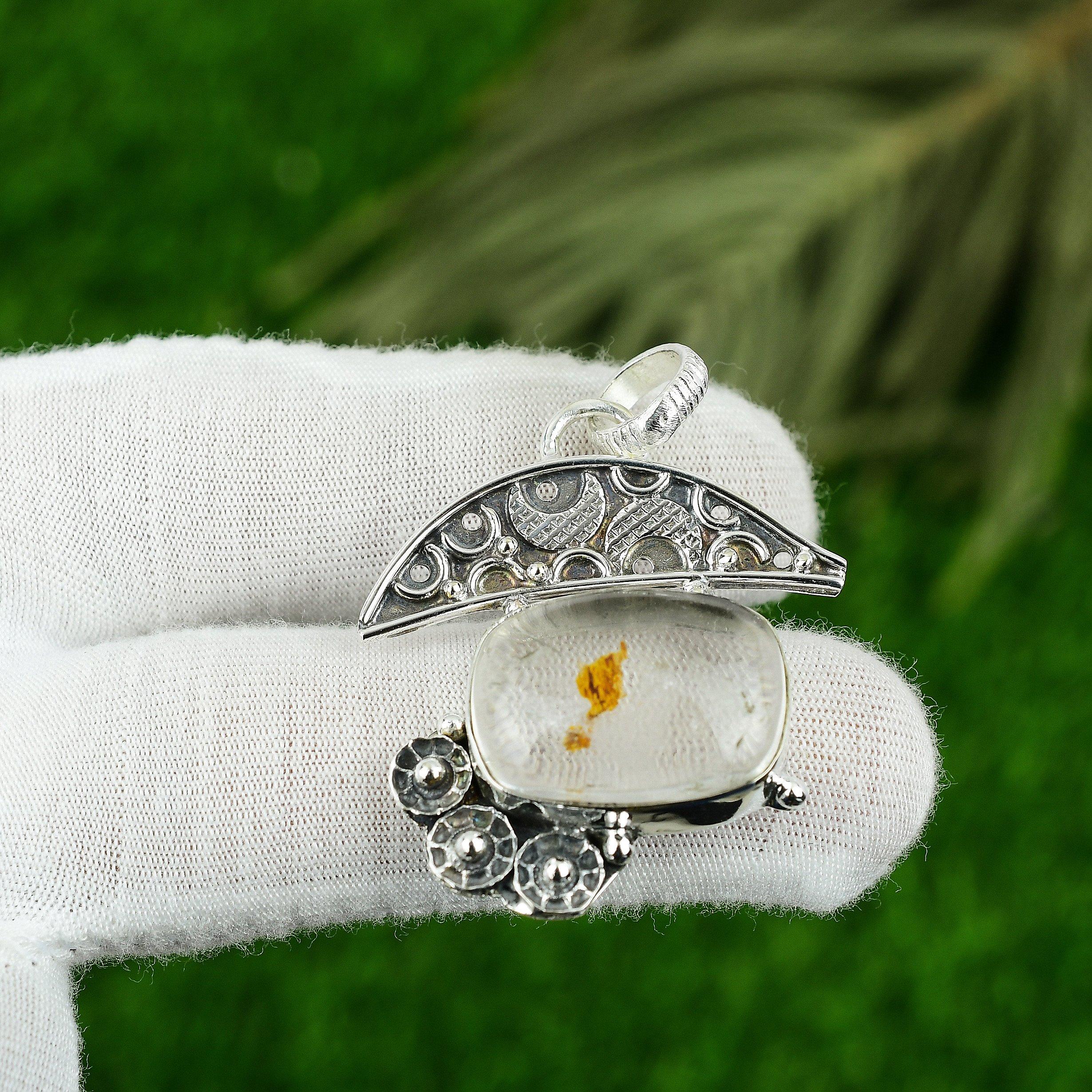 

Natural Garden Quartz Gemstone Jewelry 925 Sterling Silver Pendant For Women