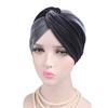 Turban Cap Solid Color Cross Shape Lady Stretchy No Brim Indian Turban Hat for Spring Autumn Winter