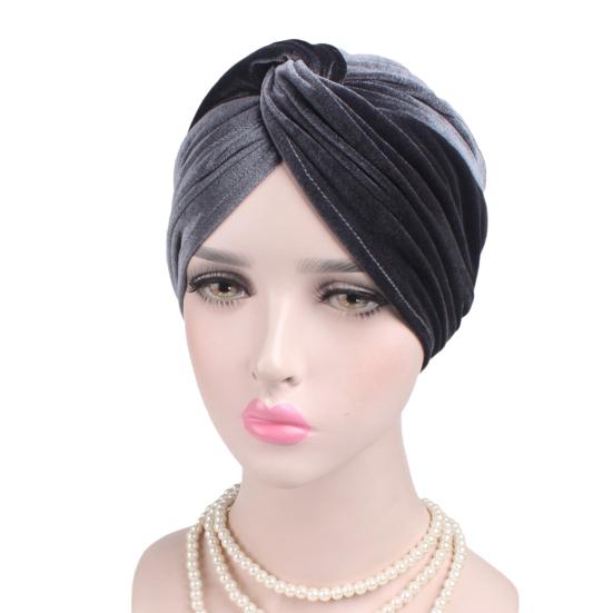 Turban Cap Solid Color Cross Shape Lady Stretchy No Brim Indian Turban Hat for Spring Autumn Winter