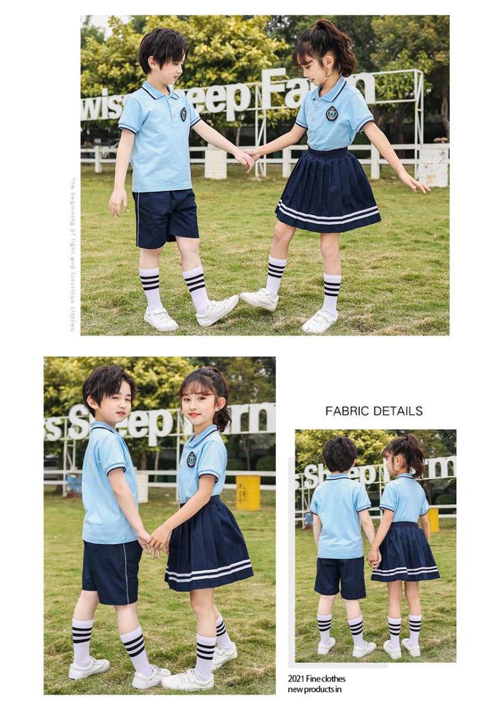 British Style Summer Kids' School Uniform Set - Boys & Girls Two-Piece Performance Wear
