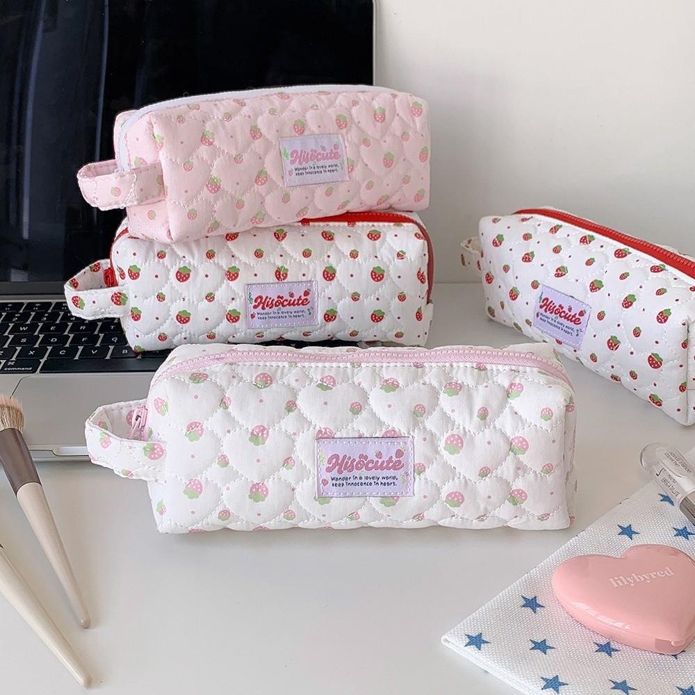 Large Capacity Pen Bag Quilted Zipper Pen Pouch New Pencil Case