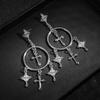 European-American Retro Cross Tassel Earrings: Alloy Carved, Exaggerated Fashion Style