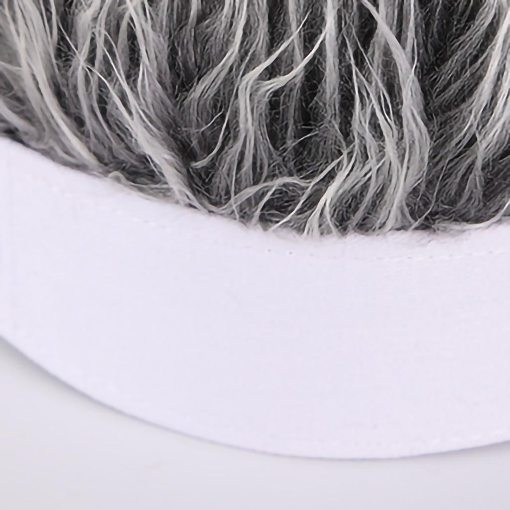 Headband Wig Man Cotton Handsome Imitation Retro Short Fake Hair Hip Hop Beanie Funny White Hat Grey Hair Adjustable