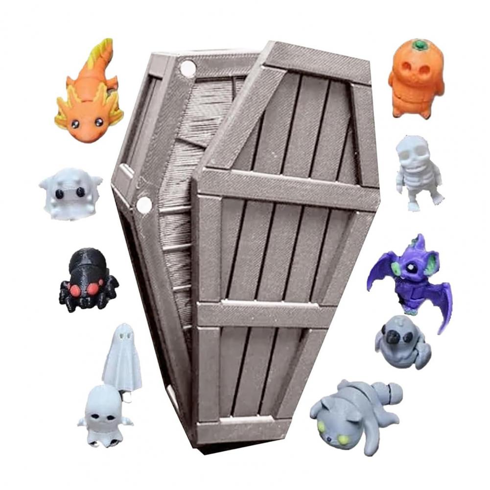 

3d-printed Casket Halloween Countdown Casket Halloween Advent Calendar with Miniature Figurines for Holiday Party Gifts білий
