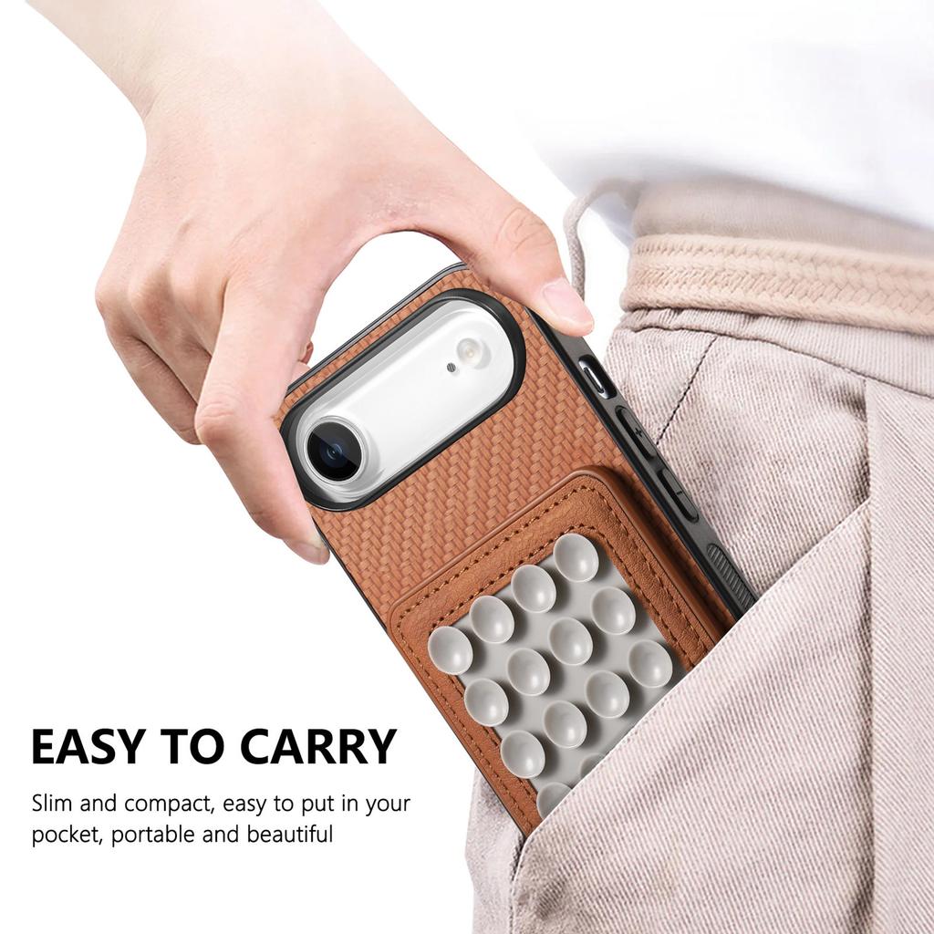 Etui na iPhone Air z teksturą włókna węglowego, skórzany tylny panel z magnetyczną odpinaną przyssawką