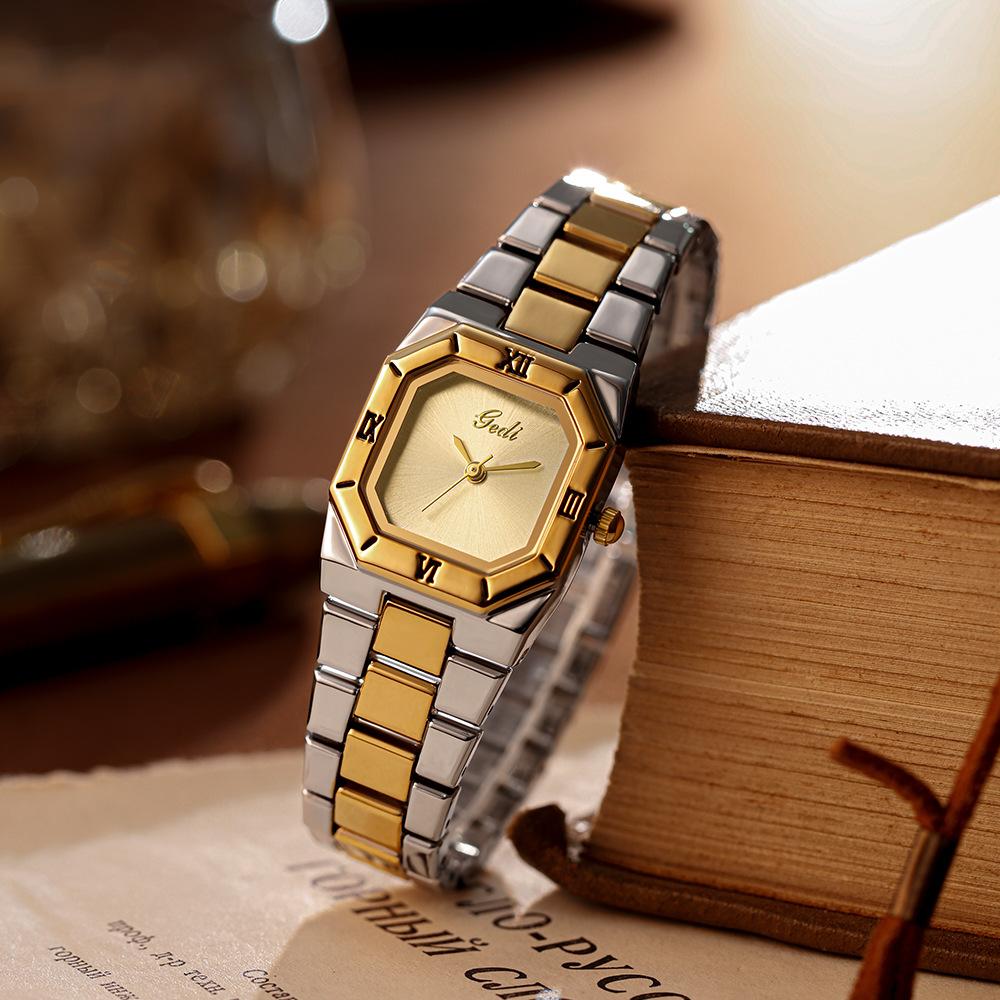 Light Luxury Niche Simple Steel Band Watch Temperament Fashionable Quartz Watch Business Atmosphere Commuter Watch for Women