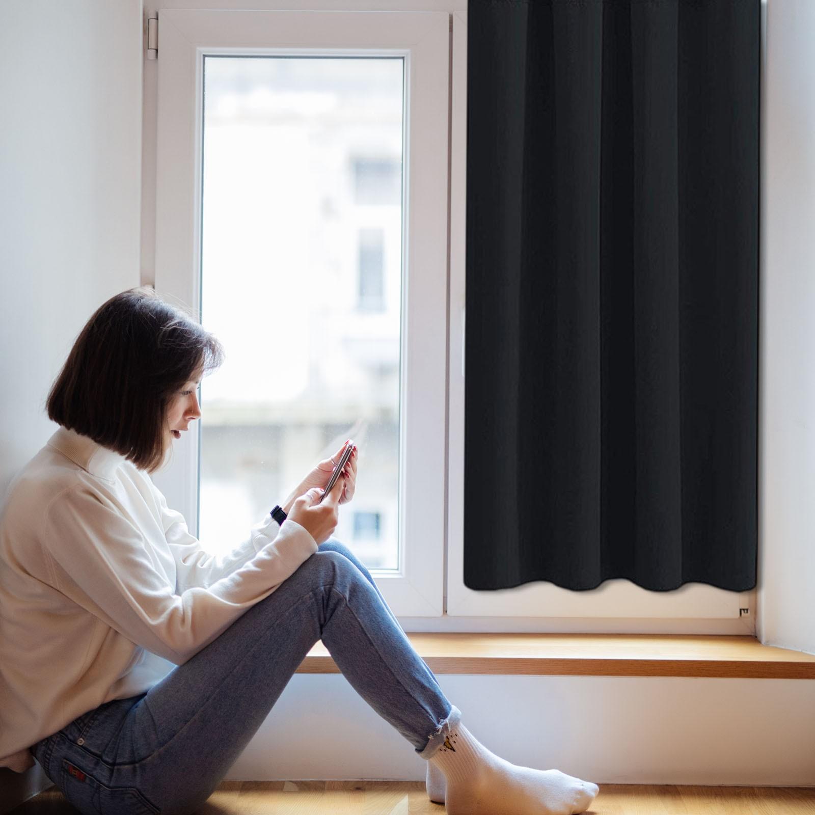 

Pure Black Curtain Matte Polyester Bedroom Blackout Uv Protection Thermal Insulation Curtain Fabric Bathroom Privacy Curtain One Size чёрный