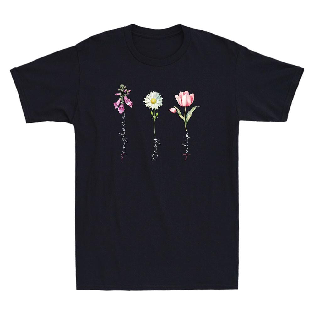 Foxglove Daisy Tulip Floral Funny Flower Graphic Humor Political Quote T-Shirt S