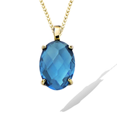 [R7353] - Vergoldeter Anhänger 'Sissi' Blaugold (Londonblau) - 15 x 10 mm