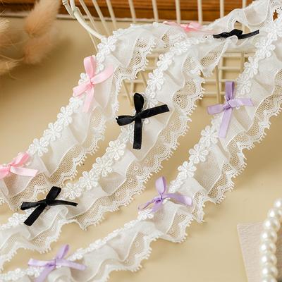 1yard Woven Tape Handmade DIY Ribbon Cute Sewing Edges Trim Ribbon Butterfly Knot Lace Fabric DIY Crafts Supply 3.8cm Wide