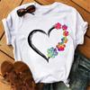 Fashion Kawaii Dog Scratch Heart Graphic Woman T-Shirt 90S Tees Short Sleeve O-Neck Female Tops Streetwear Y2K Clothes