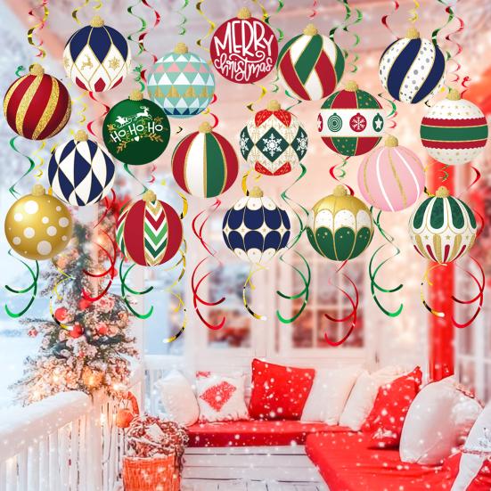 48 ks Vánoční závěsné spirály dekorace žárovka sněhová vločka stropní girlanda pro domov kancelář nákupní centrum zimní sváteční výzdoba