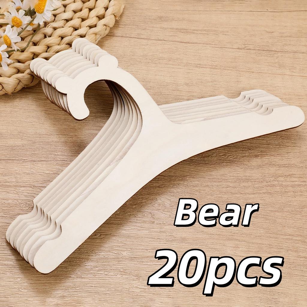 5-50pcs Baby Clothes Rack Wooden Children Clothing Hanger Cute Bear Hangers For Wardrobe Storage Tools Princess Room Decoration